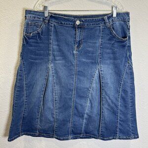 BE-GIRL‎ Womens PLUS 3XL Denim Jean Midi Skirt Stretch Y2K